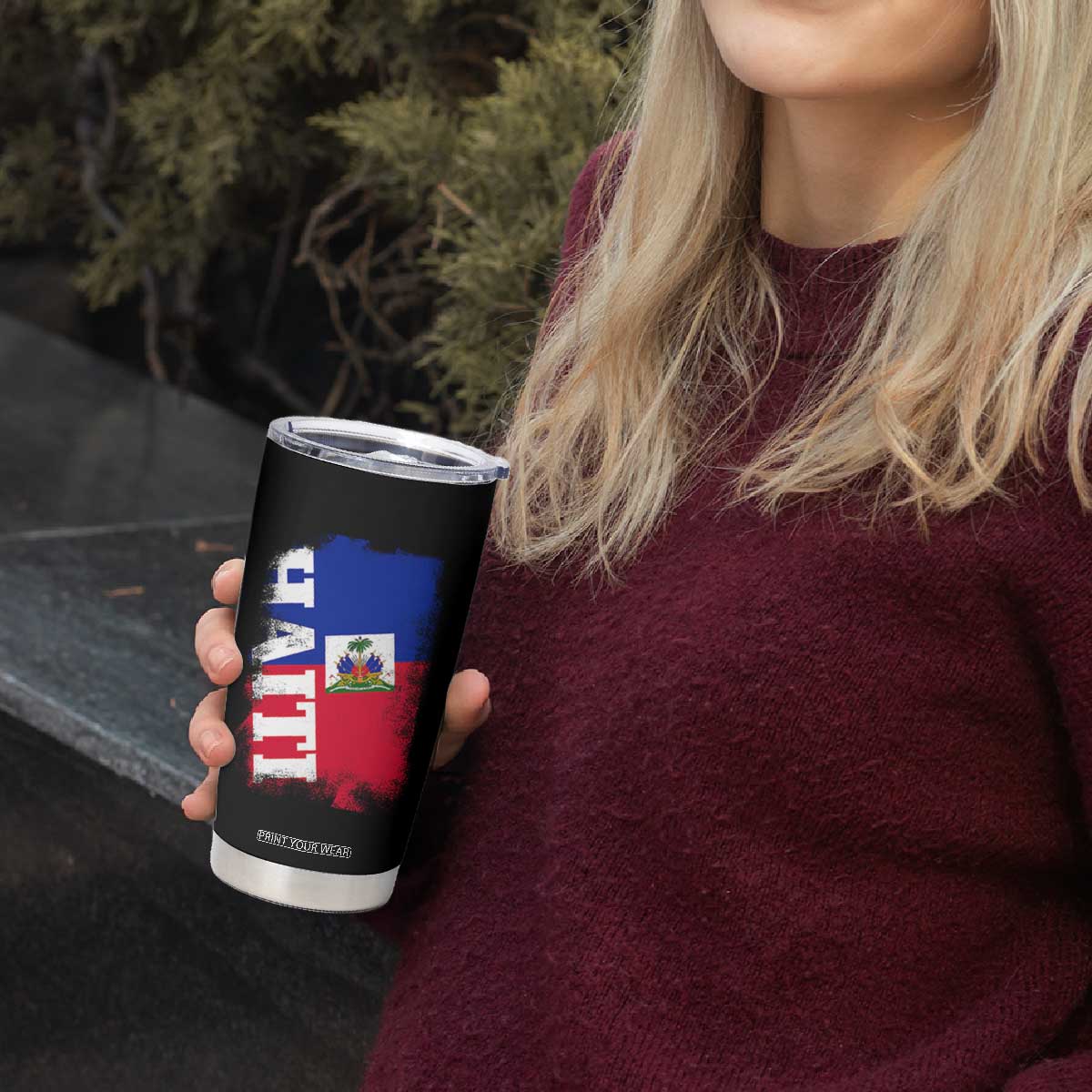 Haiti Flag Distressed Flag Graphic Tumbler Cup Haitian Heritage Pride TS02 Print Your Wear