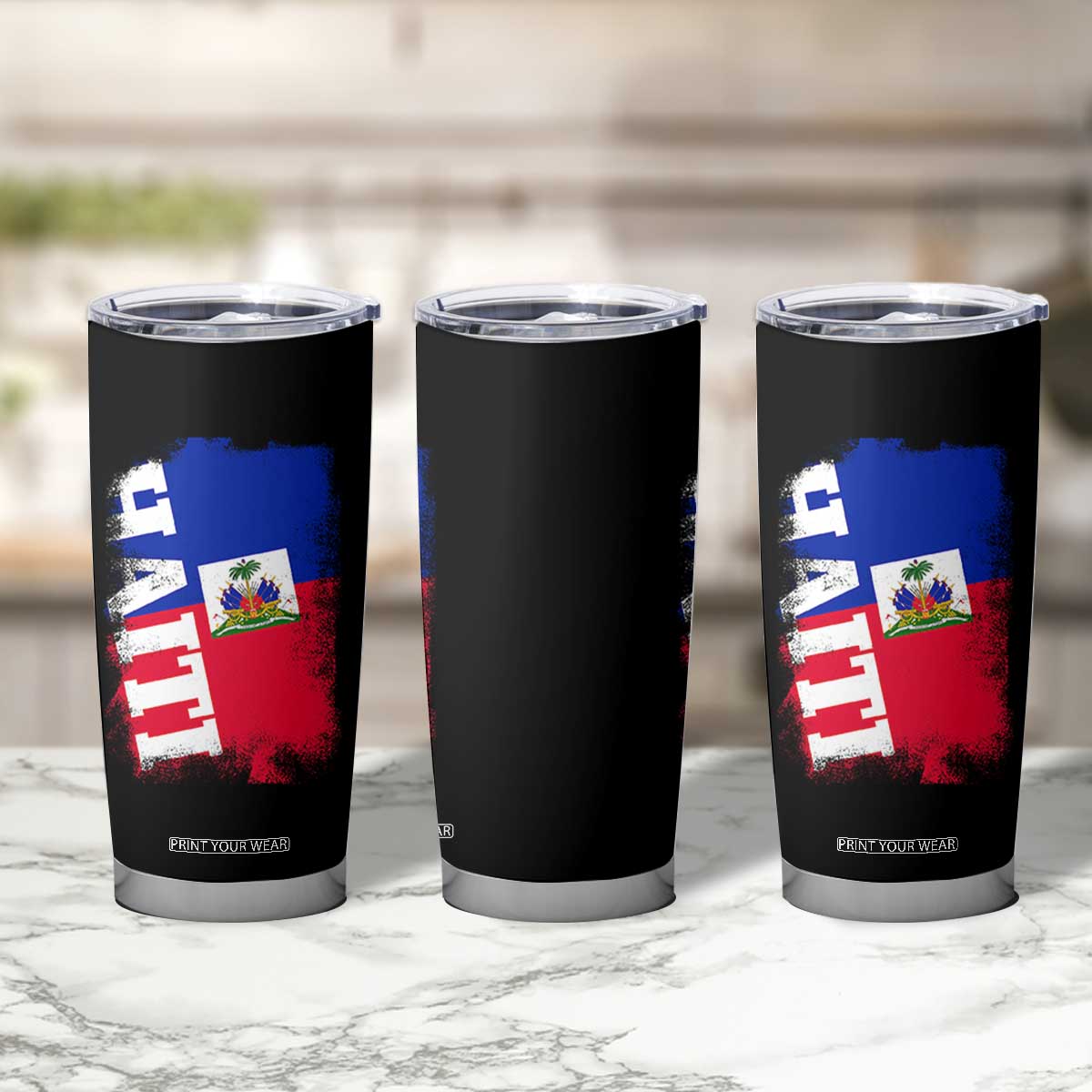 Haiti Flag Distressed Flag Graphic Tumbler Cup Haitian Heritage Pride TS02 Print Your Wear