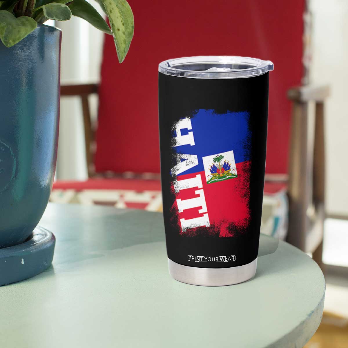 Haiti Flag Distressed Flag Graphic Tumbler Cup Haitian Heritage Pride TS02 Print Your Wear