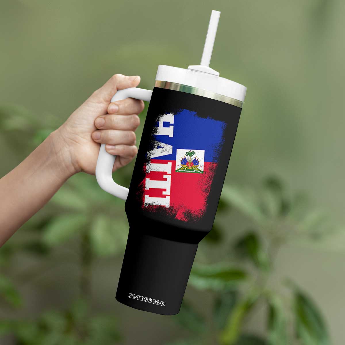 Haiti Flag Distressed Flag Graphic Tumbler With Handle Haitian Heritage Pride TS02 Print Your Wear