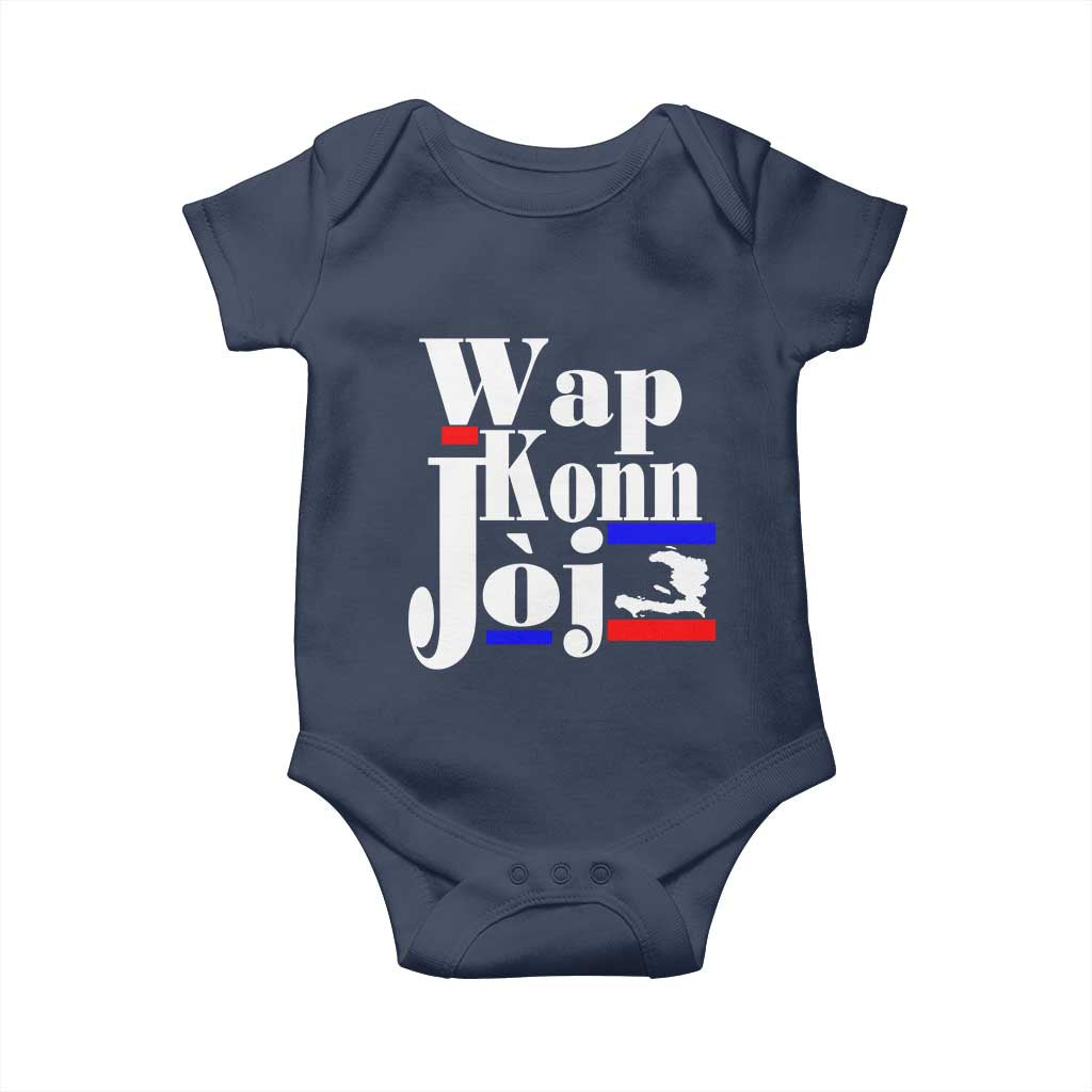 Wap Konn Joj Funny Haitian Creole Idiom Saying Baby Onesie Haiti Heritage Pride TS02 Navy Print Your Wear