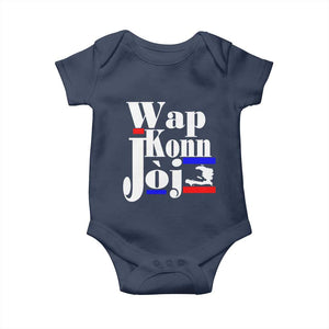 Wap Konn Joj Funny Haitian Creole Idiom Saying Baby Onesie Haiti Heritage Pride TS02 Navy Print Your Wear