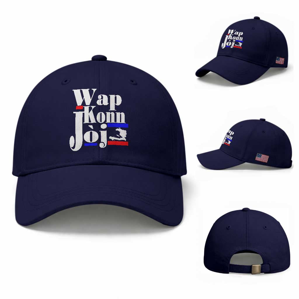 Wap Konn Joj Funny Haitian Creole Idiom Saying Baseball Cap Haiti Heritage Pride TS02 Baseball Cap Universal Fit Dark Blue Print Your Wear