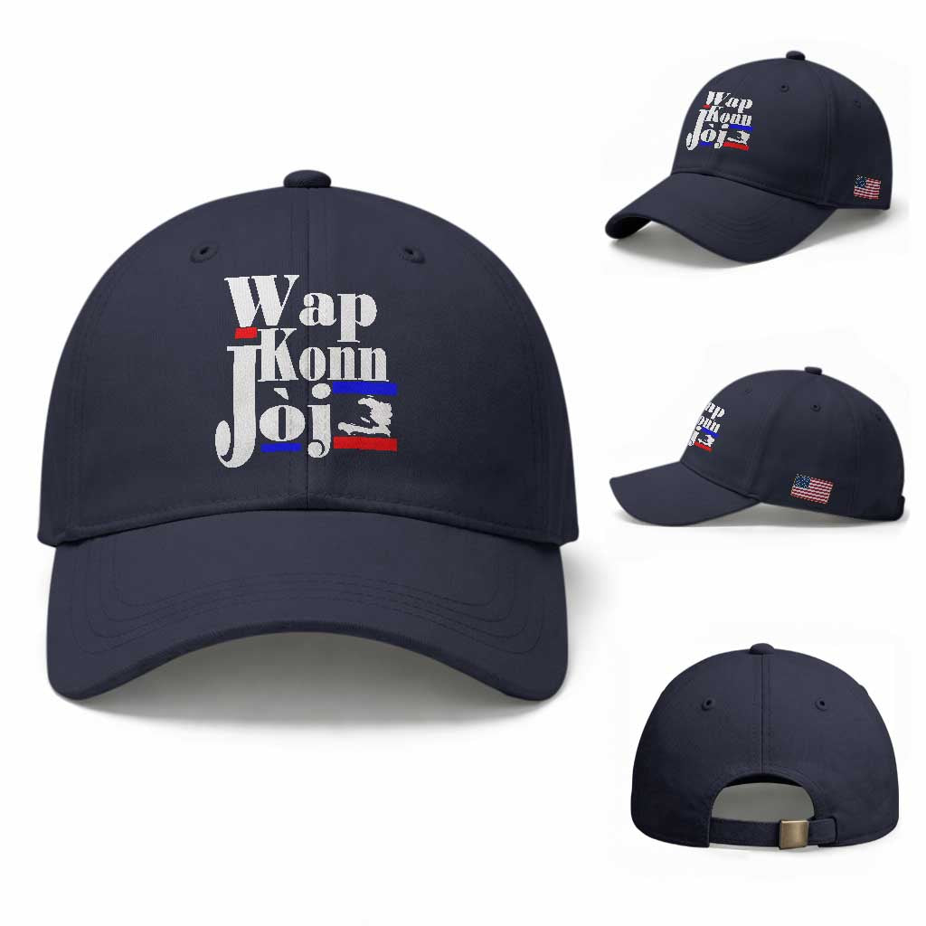 Wap Konn Joj Funny Haitian Creole Idiom Saying Baseball Cap Haiti Heritage Pride TS02 Baseball Cap Universal Fit Navy Print Your Wear