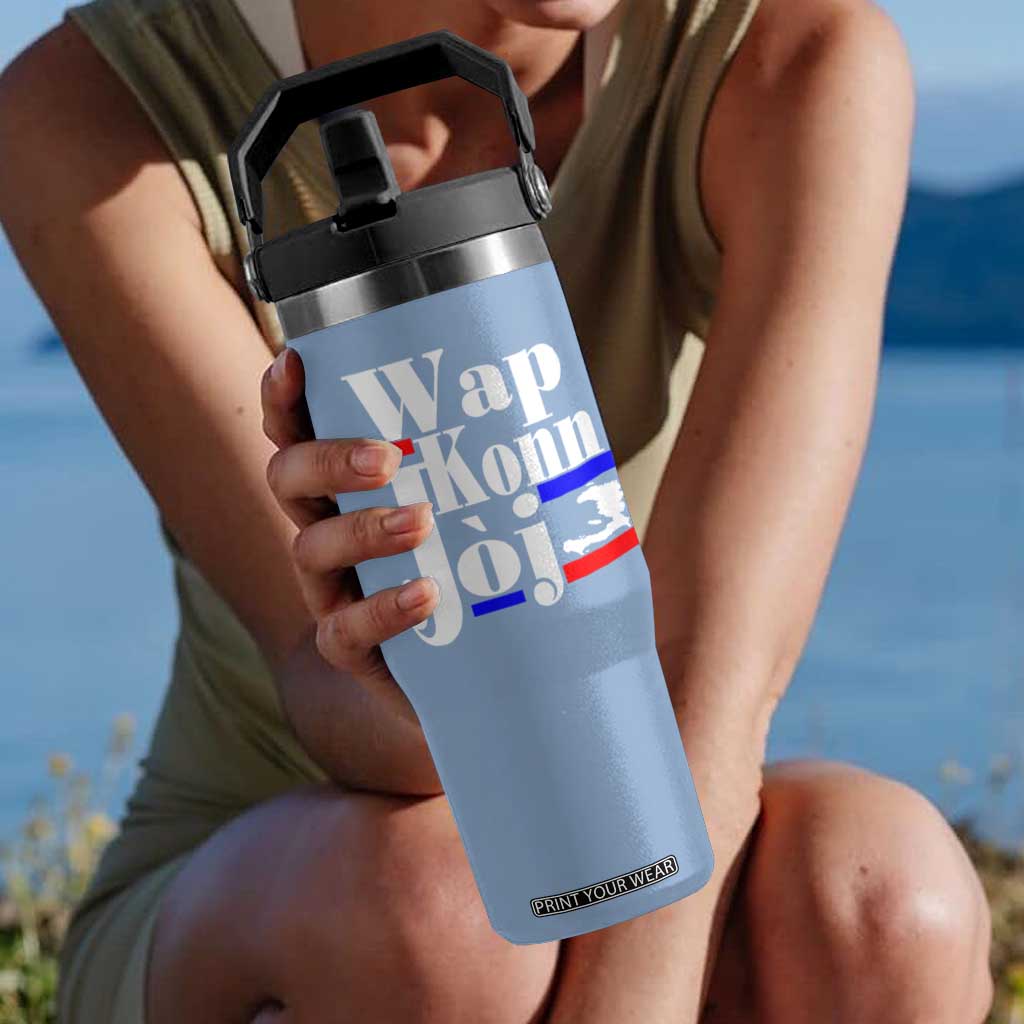 Wap Konn Joj Funny Haitian Creole Idiom Saying Flip Straw Tumbler Haiti Heritage Pride TS02 One Size: 30 oz Light Blue Print Your Wear