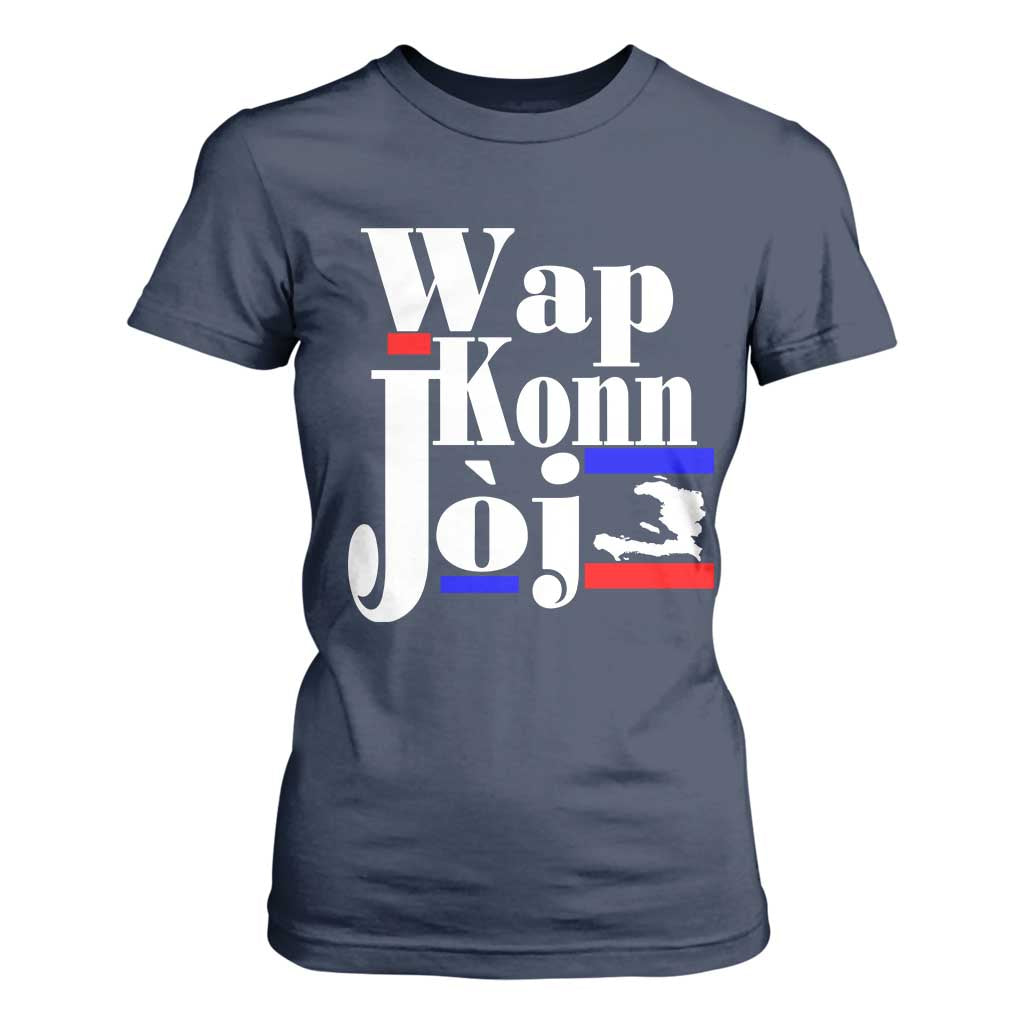 Wap Konn Joj Funny Haitian Creole Idiom Saying T Shirt For Women Haiti Heritage Pride TS02 Navy Print Your Wear