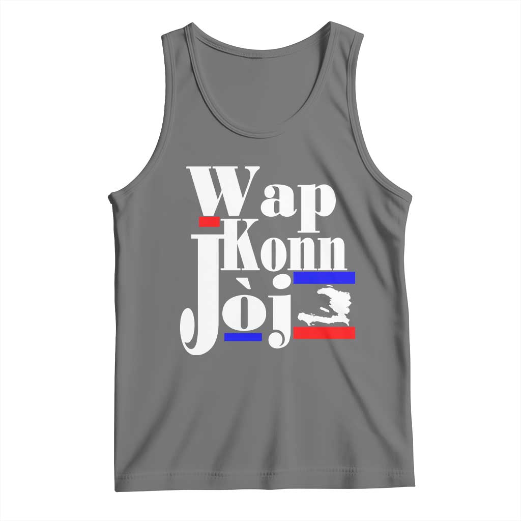 Wap Konn Joj Funny Haitian Creole Idiom Saying Tank Top Haiti Heritage Pride TS02 Black Heather Print Your Wear