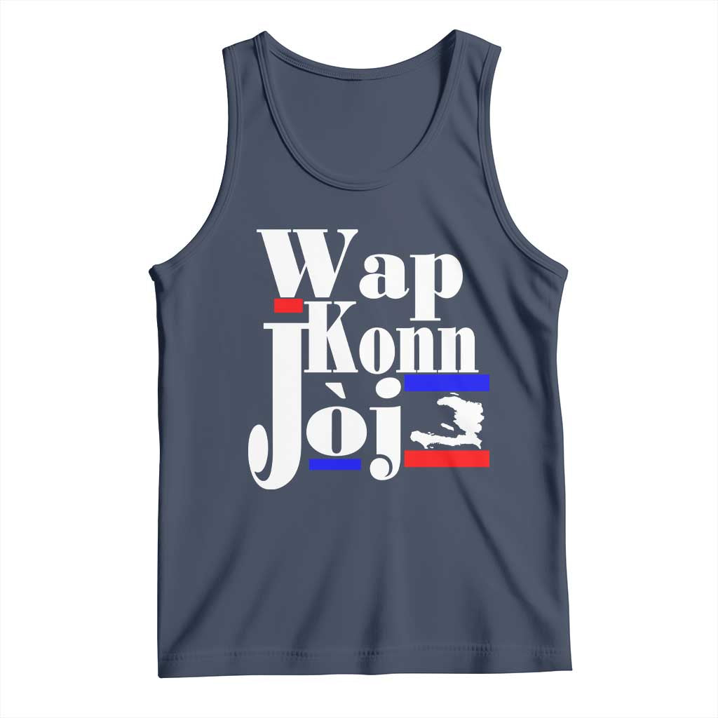Wap Konn Joj Funny Haitian Creole Idiom Saying Tank Top Haiti Heritage Pride TS02 Navy Print Your Wear