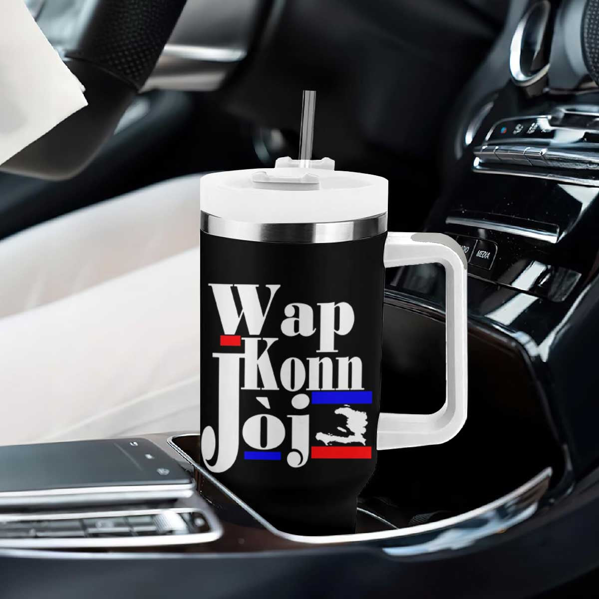 Wap Konn Joj Funny Haitian Creole Idiom Saying Tumbler With Handle Haiti Heritage Pride TS02 Print Your Wear