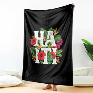 Haiti Tropical Floral Hibiscus Palm Leaves Island Graphic Throw Blanket Haitian Heritage Pride TS02 Print Your Wear