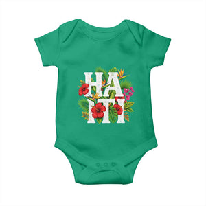Haiti Tropical Floral Hibiscus Palm Leaves Island Graphic Baby Onesie Haitian Heritage Pride TS02 Irish Green Print Your Wear