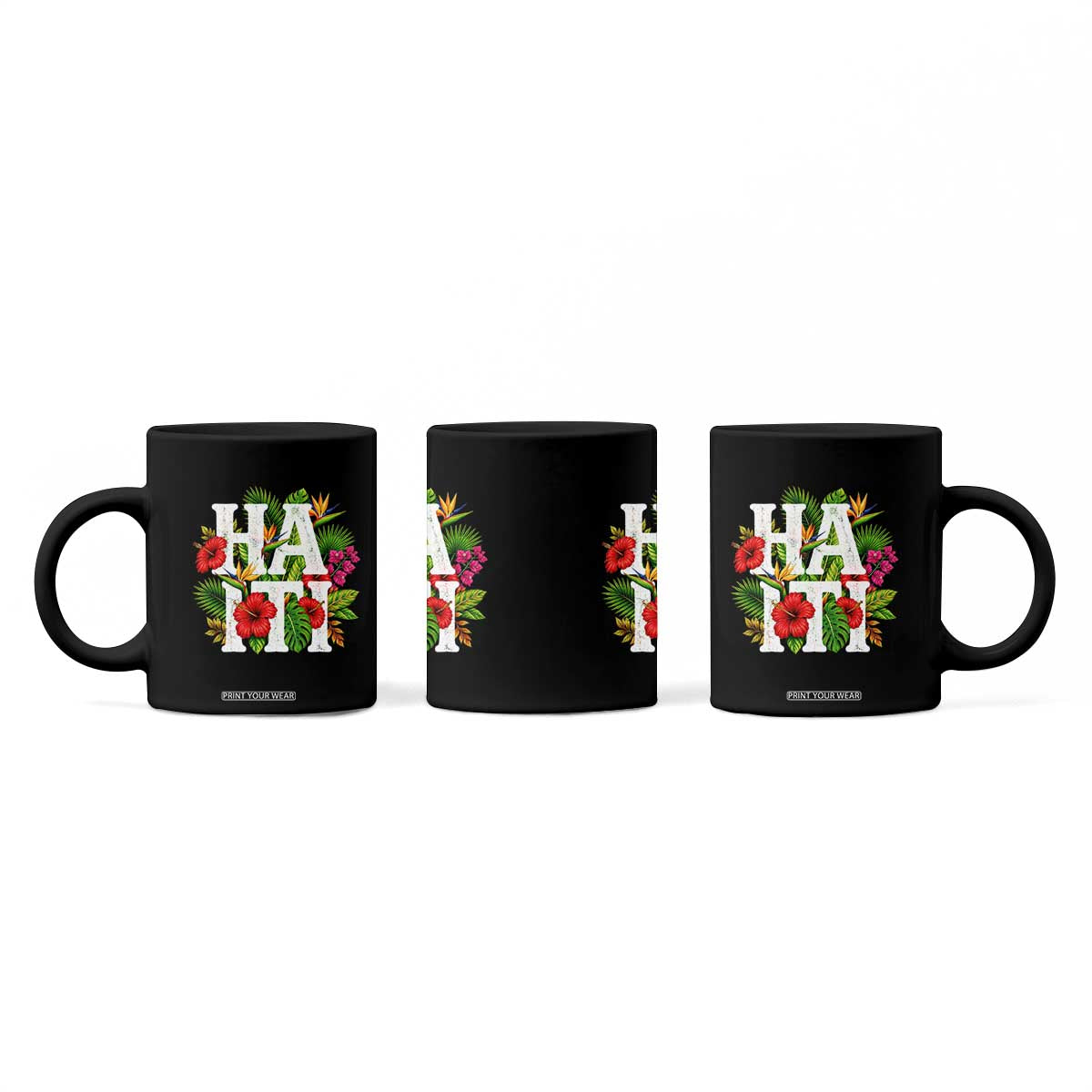 Haiti Tropical Floral Hibiscus Palm Leaves Island Graphic Coffee Mug Haitian Heritage Pride TS02 Print Your Wear