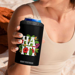 Haiti Tropical Floral Hibiscus Palm Leaves Island Graphic 4 in 1 Can Cooler Tumbler Haitian Heritage Pride TS02 Print Your Wear