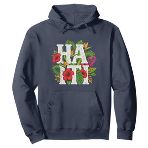 Haiti Tropical Floral Hibiscus Palm Leaves Island Graphic Hoodie Haitian Heritage Pride TS02 Navy Print Your Wear