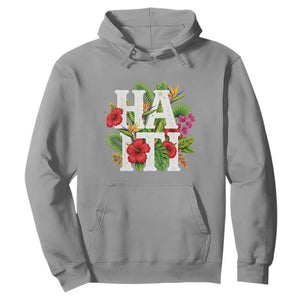 Haiti Tropical Floral Hibiscus Palm Leaves Island Graphic Hoodie Haitian Heritage Pride TS02 Sport Gray Print Your Wear