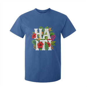 Haiti Tropical Floral Hibiscus Palm Leaves Island Graphic T Shirt For Kid Haitian Heritage Pride TS02 Royal Blue Print Your Wear