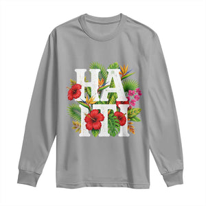 Haiti Tropical Floral Hibiscus Palm Leaves Island Graphic Long Sleeve Shirt Haitian Heritage Pride TS02 Sport Gray Print Your Wear