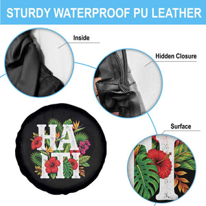 Haiti Tropical Floral Hibiscus Palm Leaves Island Graphic Spare Tire Cover Haitian Heritage Pride TS02 Print Your Wear