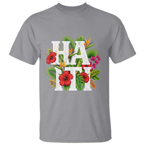 Haiti Tropical Floral Hibiscus Palm Leaves Island Graphic T Shirt Haitian Heritage Pride TS02 Sport Gray Print Your Wear