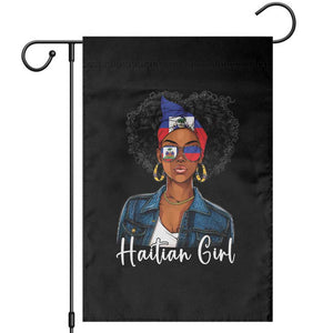 Proud Haitian Afro Girl in Denim Jacket Style Graphic Garden Flag Haiti Heritage Pride TS02 Black Print Your Wear