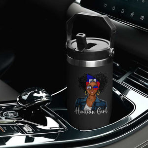 Proud Haitian Afro Girl in Denim Jacket Style Graphic Flip Straw Tumbler Haiti Heritage Pride TS02 Print Your Wear