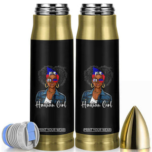 Proud Haitian Afro Girl in Denim Jacket Style Graphic Bullet Tumbler Haiti Heritage Pride TS02 Black Print Your Wear