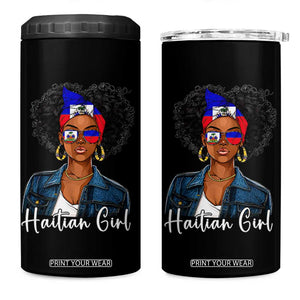 Proud Haitian Afro Girl in Denim Jacket Style Graphic 4 in 1 Can Cooler Tumbler Haiti Heritage Pride TS02 One Size: 16 oz Black Print Your Wear