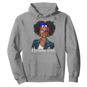 Proud Haitian Afro Girl in Denim Jacket Style Graphic Hoodie Haiti Heritage Pride TS02 Sport Gray Print Your Wear
