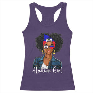 Proud Haitian Afro Girl in Denim Jacket Style Graphic Racerback Tank Top Haiti Heritage Pride TS02 Purple Print Your Wear