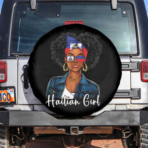 Proud Haitian Afro Girl in Denim Jacket Style Graphic Spare Tire Cover Haiti Heritage Pride TS02 No hole Black Print Your Wear