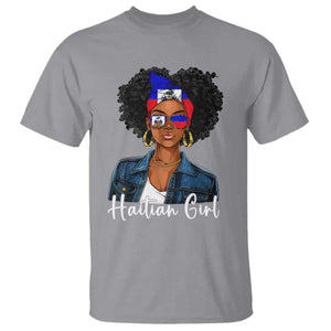 Proud Haitian Afro Girl in Denim Jacket Style Graphic T Shirt Haiti Heritage Pride TS02 Sport Gray Print Your Wear