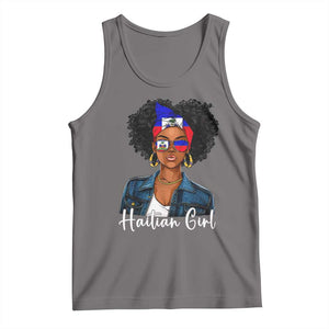 Proud Haitian Afro Girl in Denim Jacket Style Graphic Tank Top Haiti Heritage Pride TS02 Deep Heather Print Your Wear