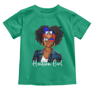 Proud Haitian Afro Girl in Denim Jacket Style Graphic Toddler T Shirt Haiti Heritage Pride TS02 Irish Green Print Your Wear