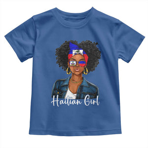 Proud Haitian Afro Girl in Denim Jacket Style Graphic Toddler T Shirt Haiti Heritage Pride TS02 Royal Blue Print Your Wear