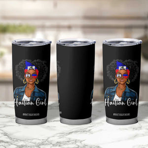 Proud Haitian Afro Girl in Denim Jacket Style Graphic Tumbler Cup Haiti Heritage Pride TS02 Print Your Wear