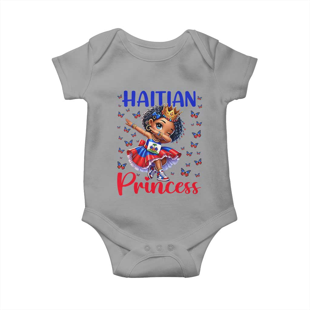 Cute Dabbing Haitian Princess Kids Graphic Baby Onesie Haiti Heritage Pride TS02 Sport Gray Print Your Wear
