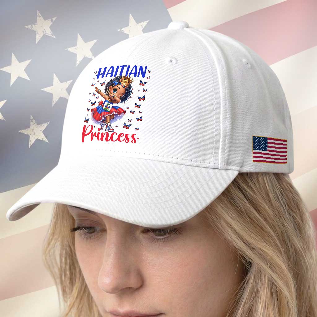 Cute Dabbing Haitian Princess Kids Graphic Baseball Cap Haiti Heritage Pride TS02 Print Your Wear