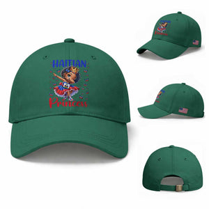 Cute Dabbing Haitian Princess Kids Graphic Baseball Cap Haiti Heritage Pride TS02 Baseball Cap Universal Fit Irish Green Print Your Wear