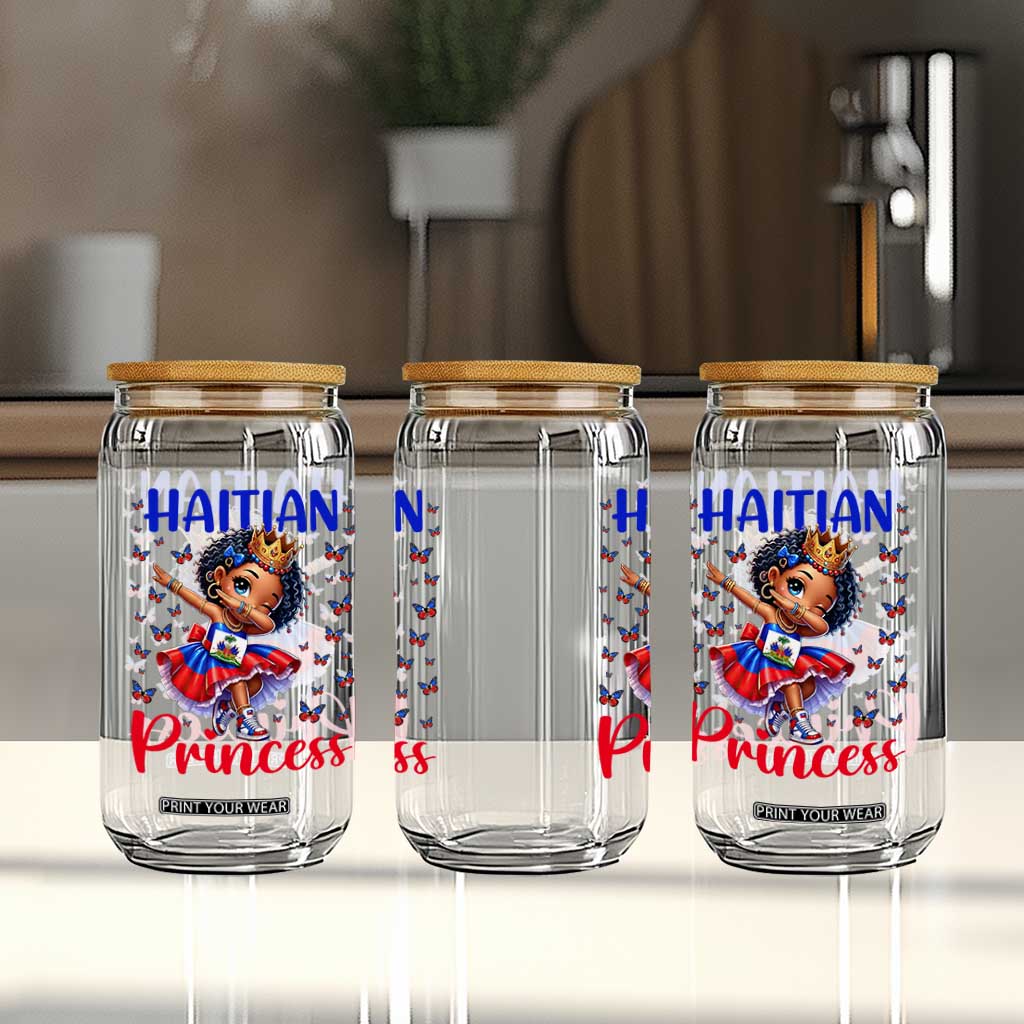 Cute Dabbing Haitian Princess Kids Graphic Glass Can Haiti Heritage Pride TS02 Print Your Wear