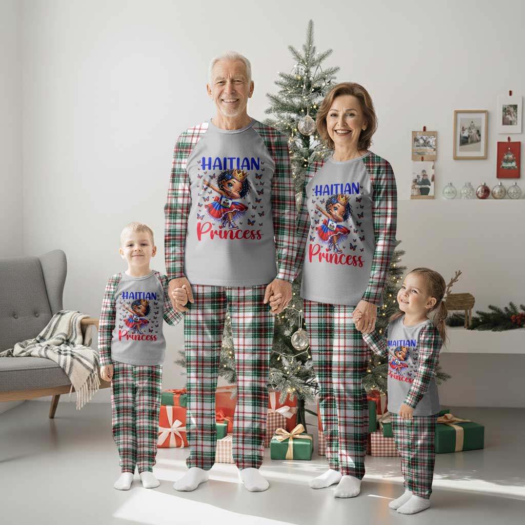 Cute Dabbing Haitian Princess Kids Graphic Plaid Pajama Set Haiti Heritage Pride TS02 Christmas Plaid Print Your Wear