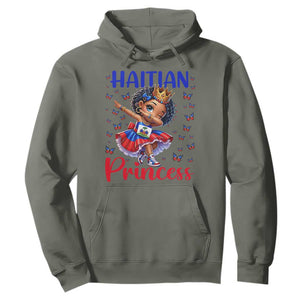 Cute Dabbing Haitian Princess Kids Graphic Hoodie Haiti Heritage Pride TS02 Military Green Print Your Wear