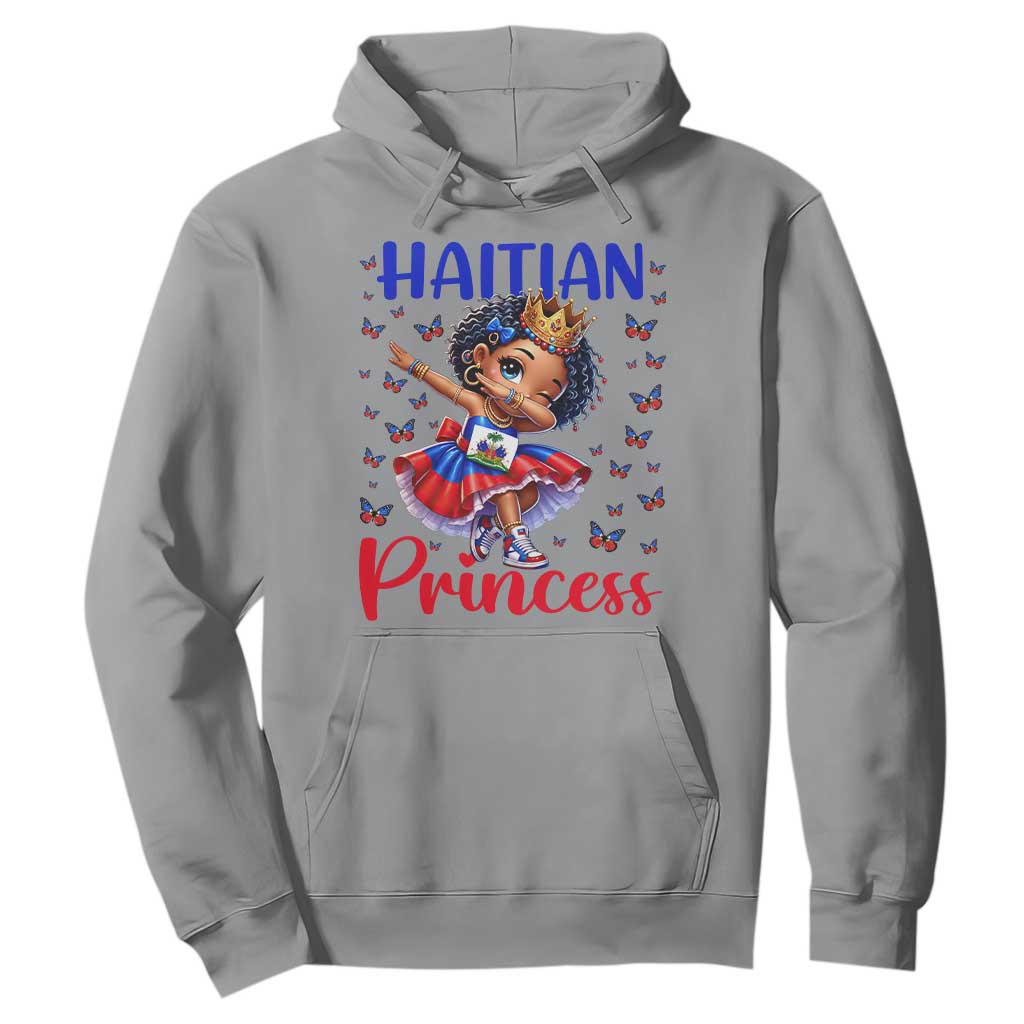 Cute Dabbing Haitian Princess Kids Graphic Hoodie Haiti Heritage Pride TS02 Sport Gray Print Your Wear