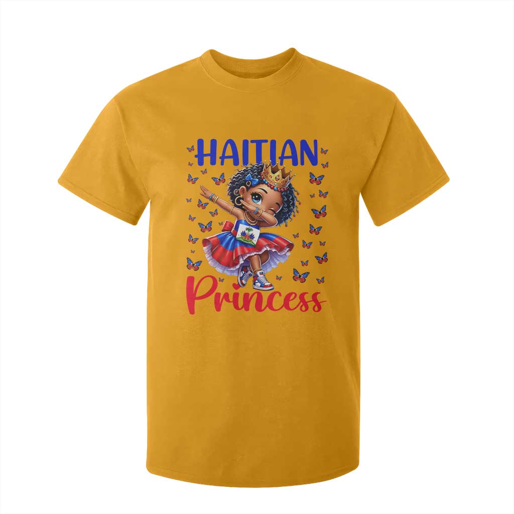 Cute Dabbing Haitian Princess Kids Graphic T Shirt For Kid Haiti Heritage Pride TS02 Gold Print Your Wear