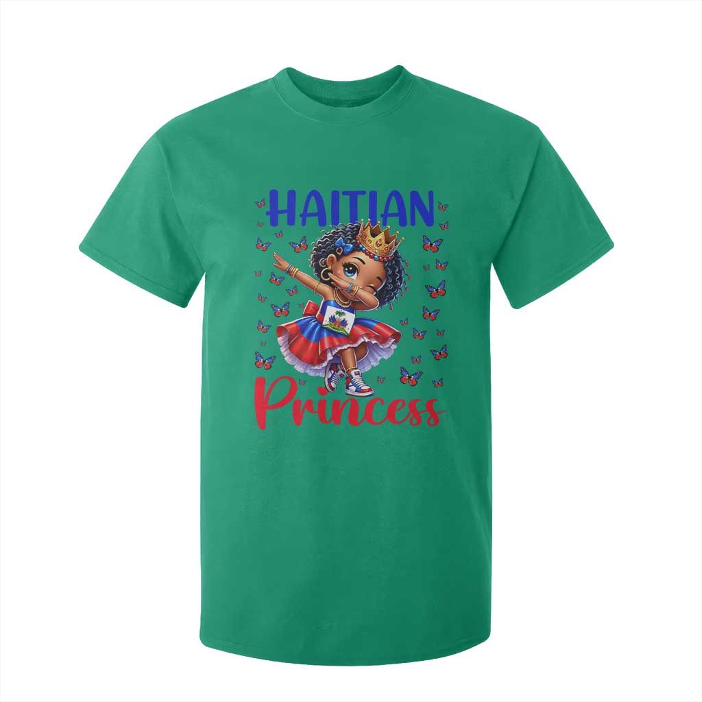 Cute Dabbing Haitian Princess Kids Graphic T Shirt For Kid Haiti Heritage Pride TS02 Irish Green Print Your Wear