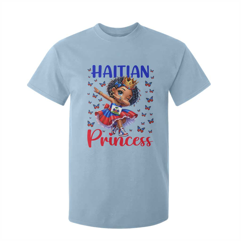 Cute Dabbing Haitian Princess Kids Graphic T Shirt For Kid Haiti Heritage Pride TS02 Light Blue Print Your Wear