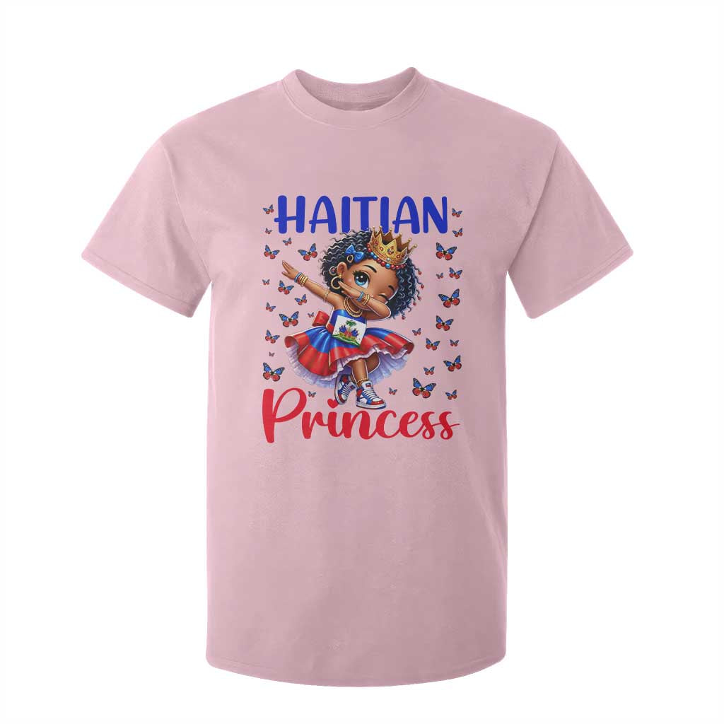 Cute Dabbing Haitian Princess Kids Graphic T Shirt For Kid Haiti Heritage Pride TS02 Light Pink Print Your Wear