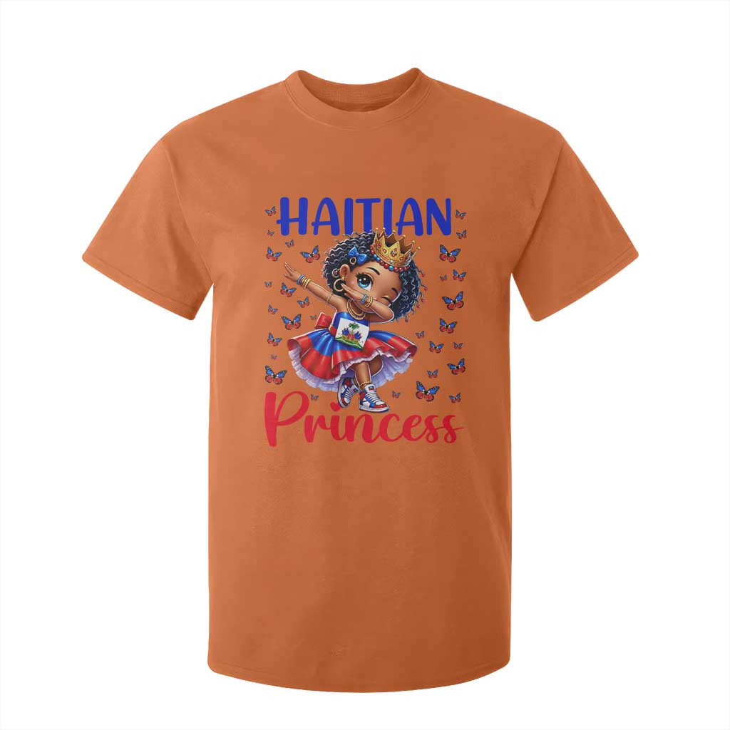 Cute Dabbing Haitian Princess Kids Graphic T Shirt For Kid Haiti Heritage Pride TS02 Orange Print Your Wear