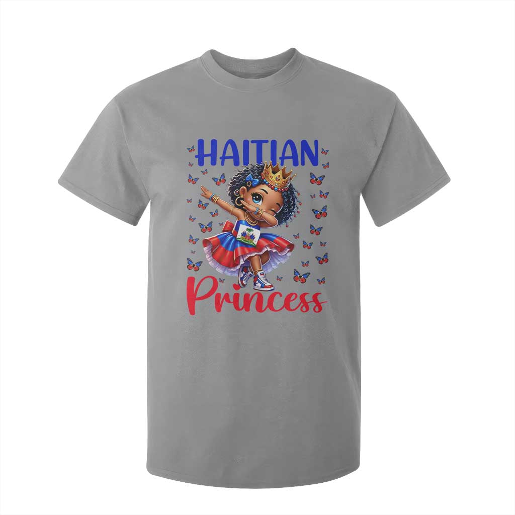 Cute Dabbing Haitian Princess Kids Graphic T Shirt For Kid Haiti Heritage Pride TS02 Sport Gray Print Your Wear