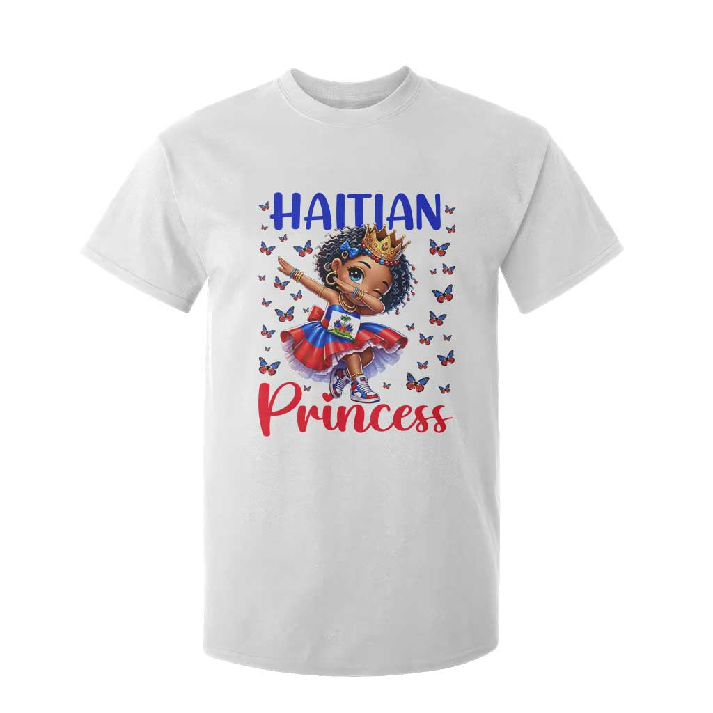 Cute Dabbing Haitian Princess Kids Graphic T Shirt For Kid Haiti Heritage Pride TS02 White Print Your Wear