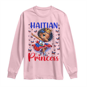 Cute Dabbing Haitian Princess Kids Graphic Long Sleeve Shirt Haiti Heritage Pride TS02 Light Pink Print Your Wear
